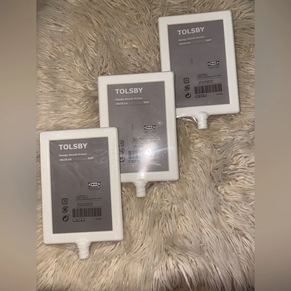 Lot of 3 White Ikea Tolsby Picture Frames 4x6 2 Sided Desktop Photo Frame NEW
